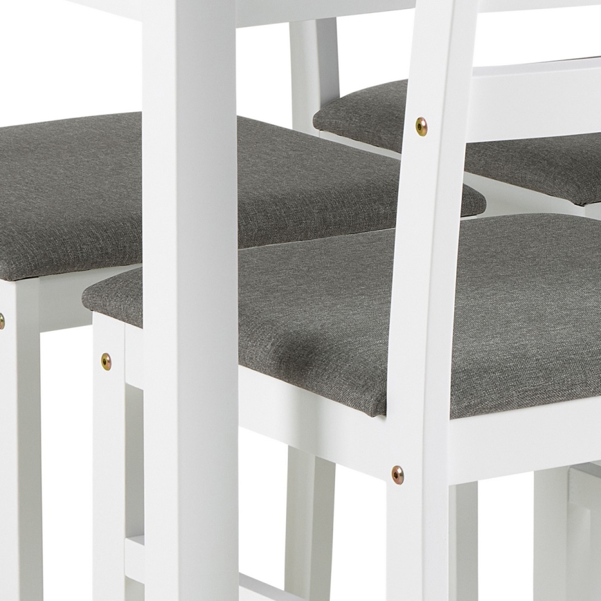 Ruokailuryhmä EMILY, pöytä ja 4 tuolia, valkoinen