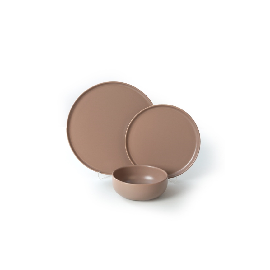 Ruokailusetti 18 kpl ruskea/keramiikka