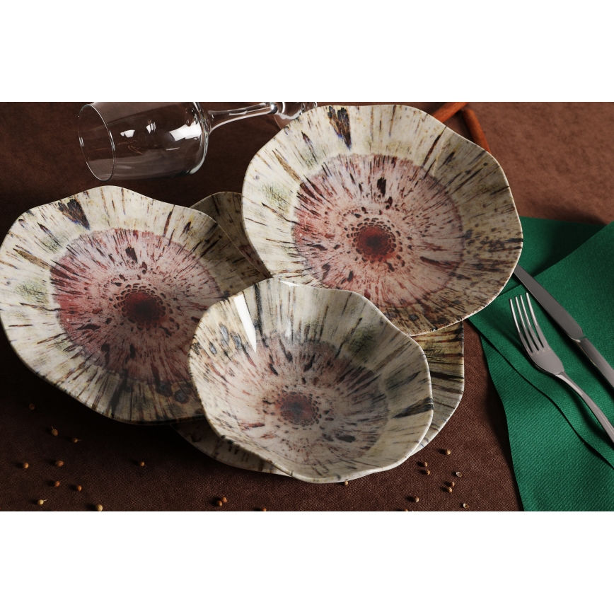 Ruokailusetti 24 kpl monivärinen/posliini