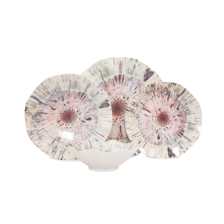 Ruokailusetti 24 kpl monivärinen/posliini