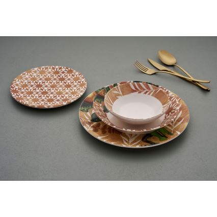 Ruokailusetti 24 kpl oranssi/vihreä/keramiikka