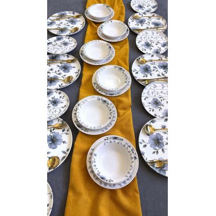 Ruokailusetti 24 kpl valkoinen/sininen/keramiikka