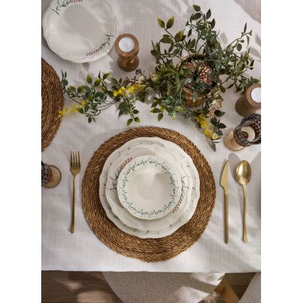 Ruokailusetti 24 kpl valkoinen/vihreä/posliini