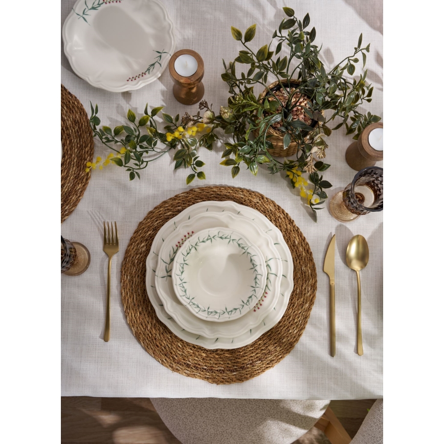 Ruokailusetti 24 kpl valkoinen/vihreä/posliini