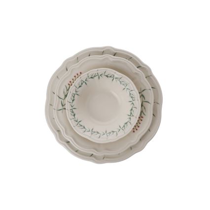 Ruokailusetti 24 kpl valkoinen/vihreä/posliini