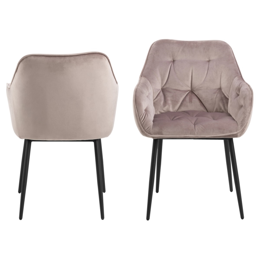 Ruokapöydän tuoli käsinojilla AYLIN 1 kpl vaaleanpunainen