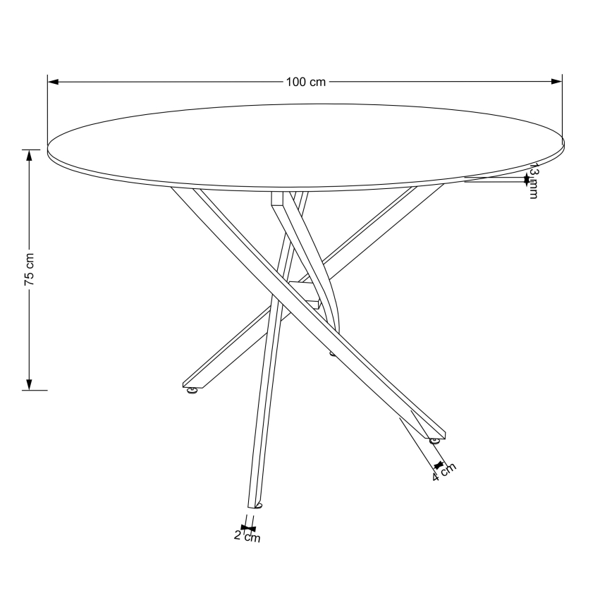 Ruokapöytä ESTEN 100 cm valkoinen/kultainen