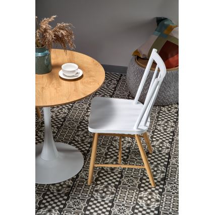 Ruokapöytä LUGI Ø 80 cm, ruskea/valkoinen