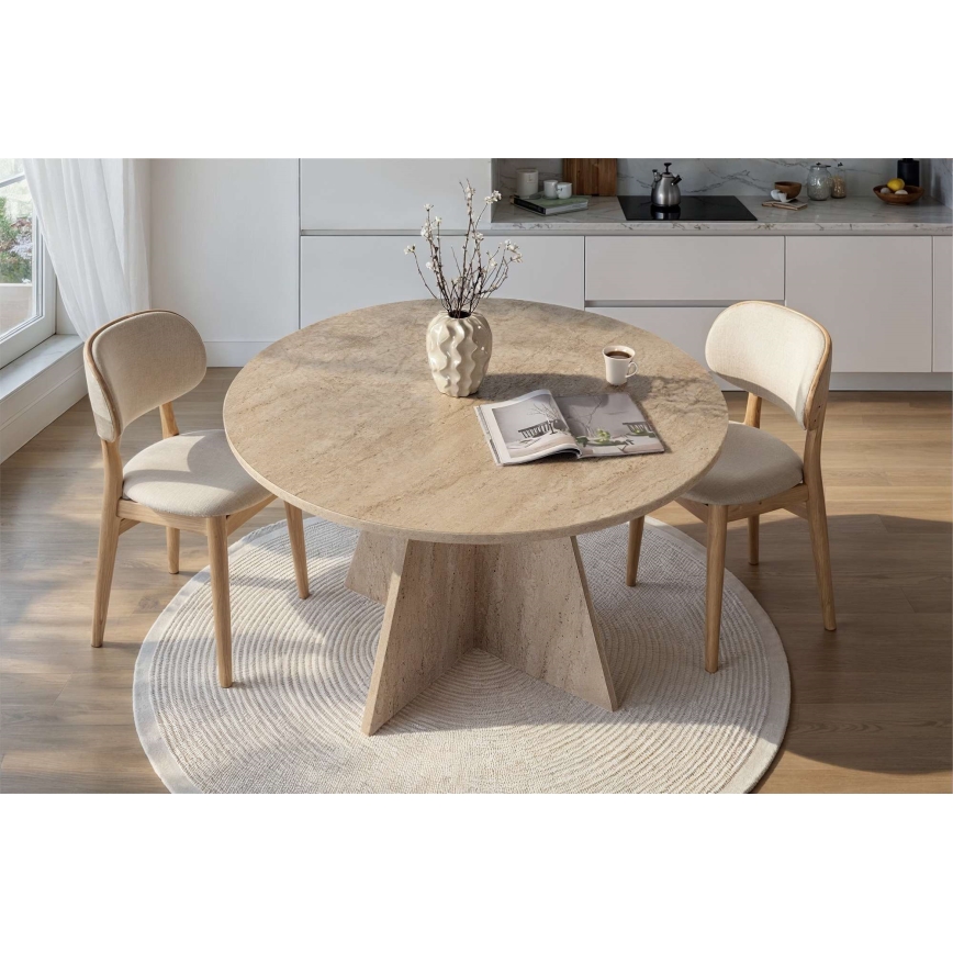 Ruokapöytä MATIN, halkaisija 120 cm, beige
