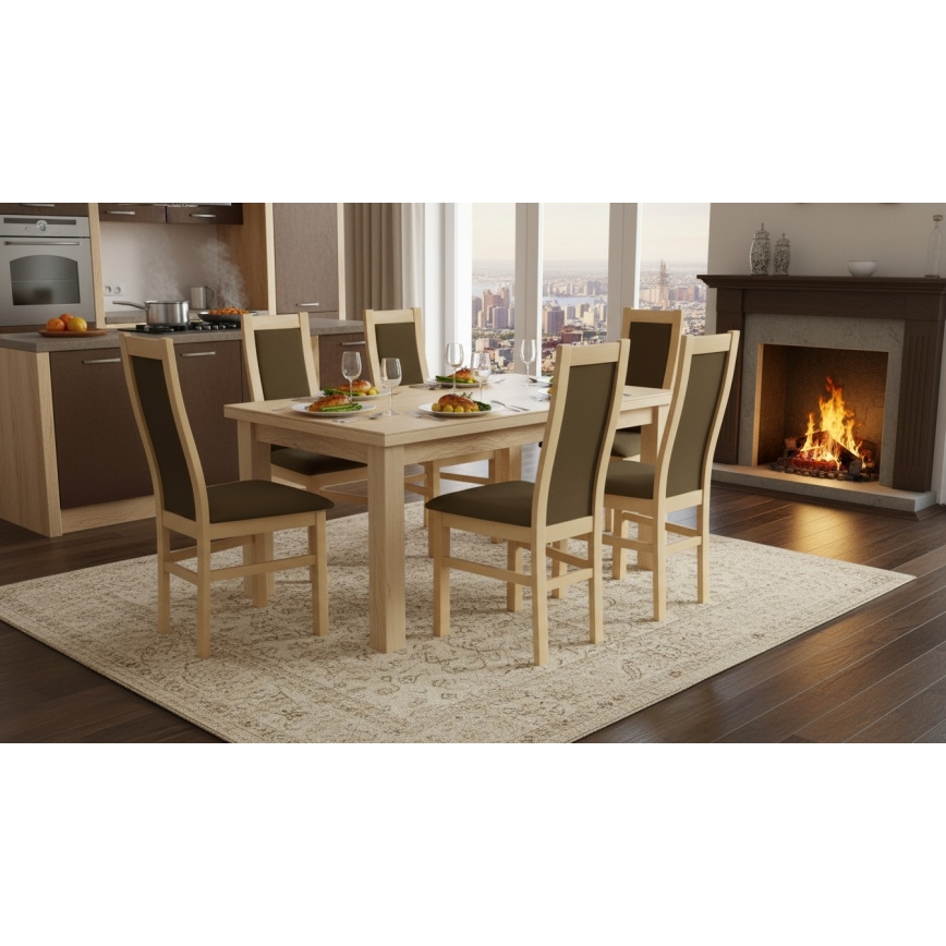 Ruokatuoli ZOE tammi/tummanruskea