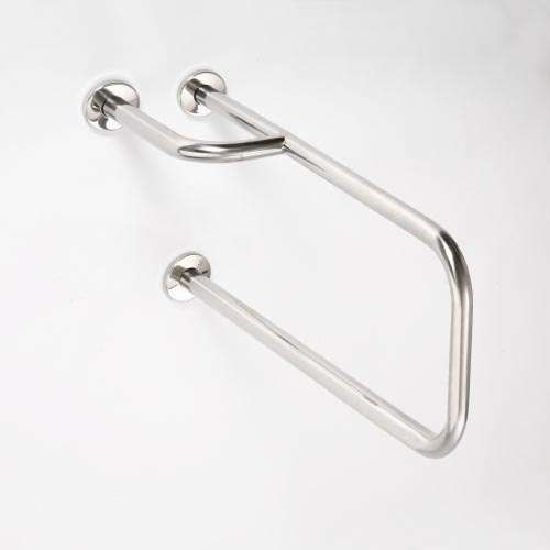 Ruostumattomasta teräksestä valmistettu tukikahva 23,5 x 38 cm, hopeanvärinen