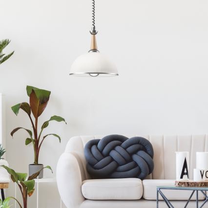 Riippuvalaisin CHIARA 1xE27/60W/230V hopea/beige/pyökki