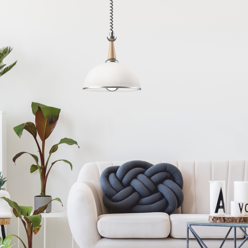 Riippuvalaisin CHIARA 1xE27/60W/230V hopea/beige/pyökki