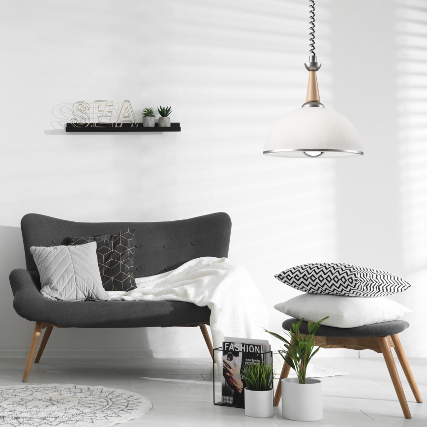 Riippuvalaisin CHIARA 1xE27/60W/230V hopea/beige/pyökki