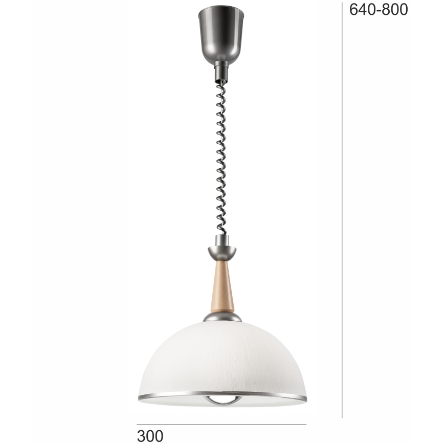 Riippuvalaisin CHIARA 1xE27/60W/230V hopea/beige/pyökki