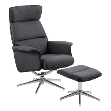 Säädettävä nojatuoli jalkatuella DELIA tummanharmaa