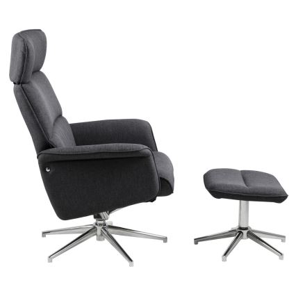 Säädettävä nojatuoli jalkatuella DELIA tummanharmaa