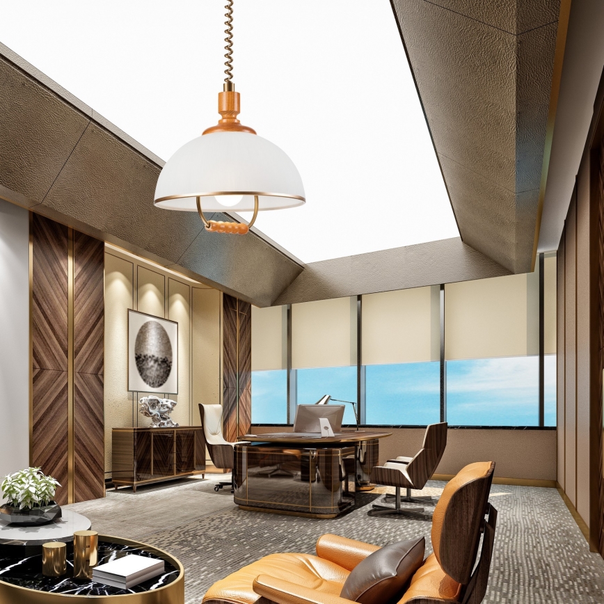 Säilytettävä kattovalaisin RAMONA 1xE27/60W/230V beige/ruskea/mänty