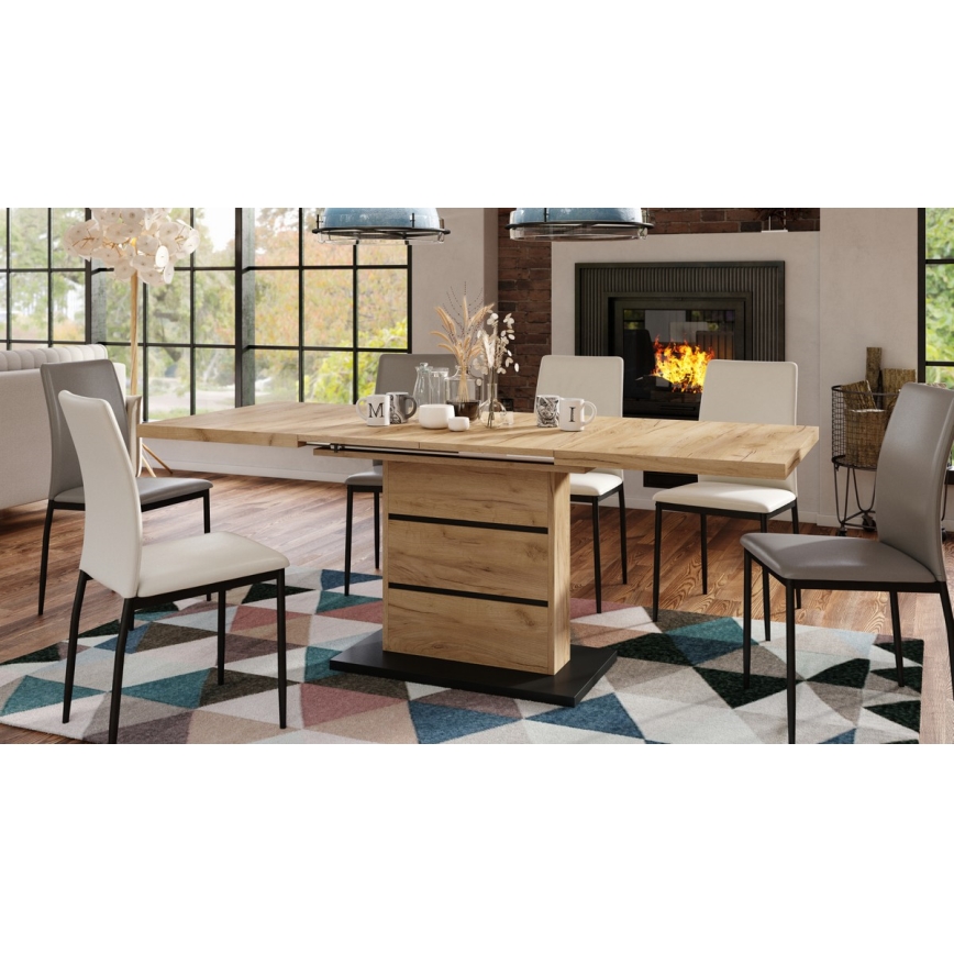 Laajennettava ruokapöytä PAOLO tammi craft/musta