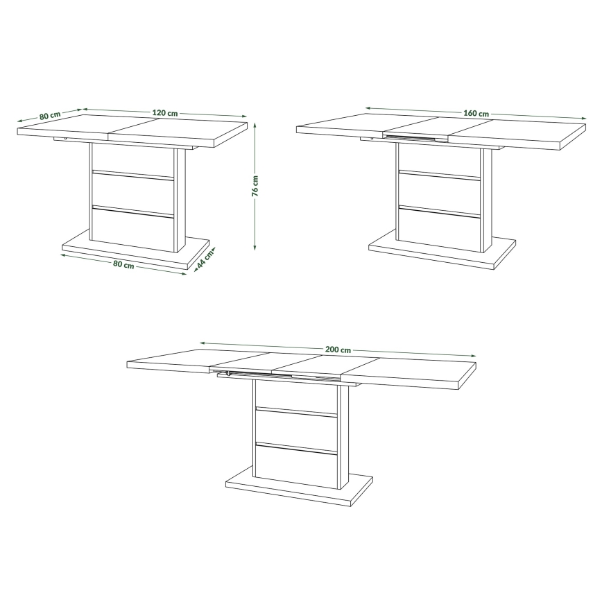 Laajennettava ruokapöytä PAOLO tammi craft/musta