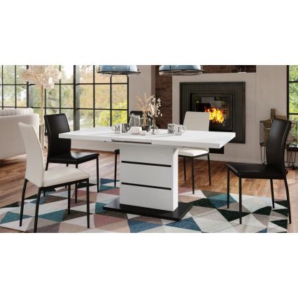 Laajennettava ruokapöytä PAOLO valkoinen/musta