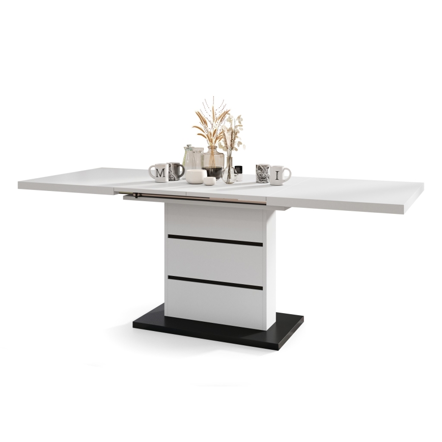 Laajennettava ruokapöytä PAOLO valkoinen/musta