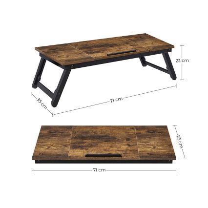 Säädettävä sängylle tarkoitettu tietokonepöytä LAT, ruskea/musta