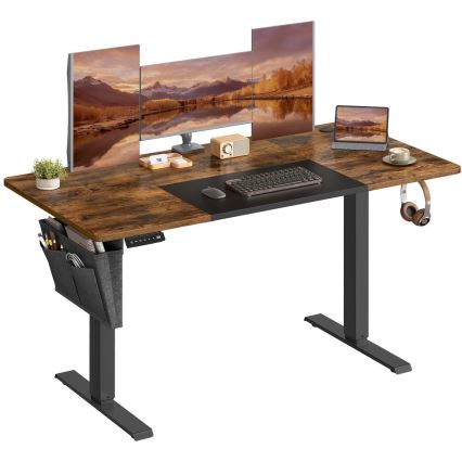 Säädettävä korkeussäädettävä kirjoituspöytä SOLEA-X ruskea/musta