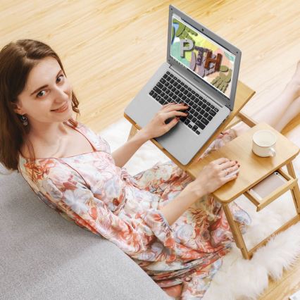 Säädettävä tietokonepöytä sänkyyn LAT, ruskea