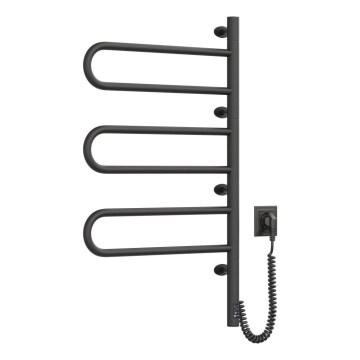 Sähköinen kääntyvä pyyhekuivain termostaatilla FOUETTE 100W 80x49 cm musta