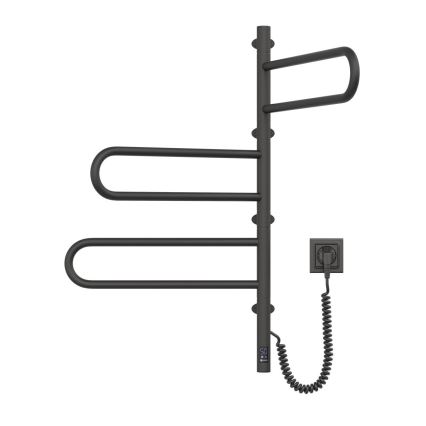 Sähköinen kääntyvä pyyhekuivain termostaatilla FOUETTE 100W 80x49 cm musta