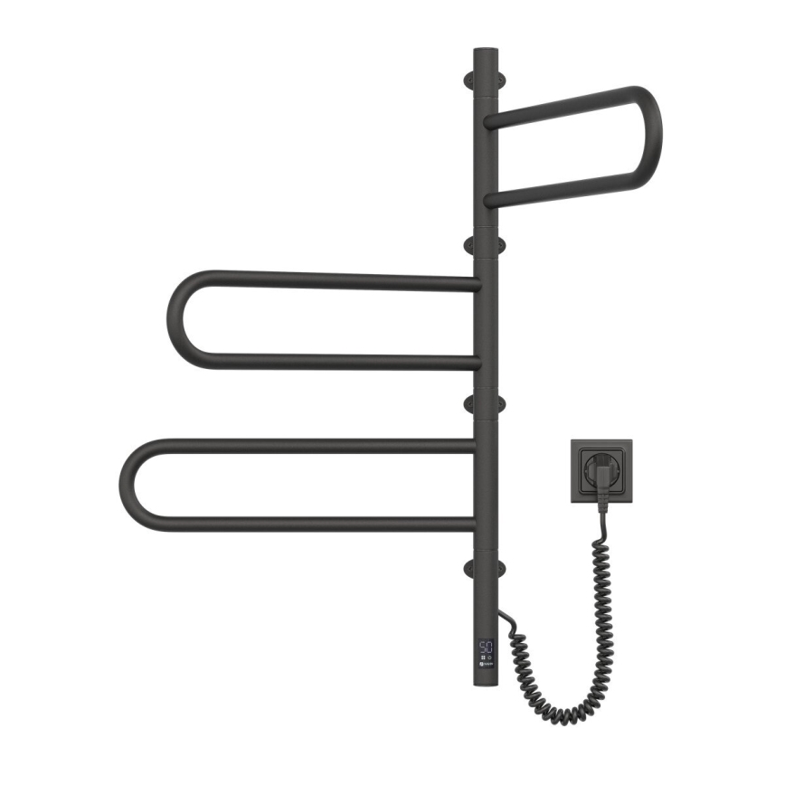 Sähköinen kääntyvä pyyhekuivain termostaatilla FOUETTE 100W 80x49 cm musta