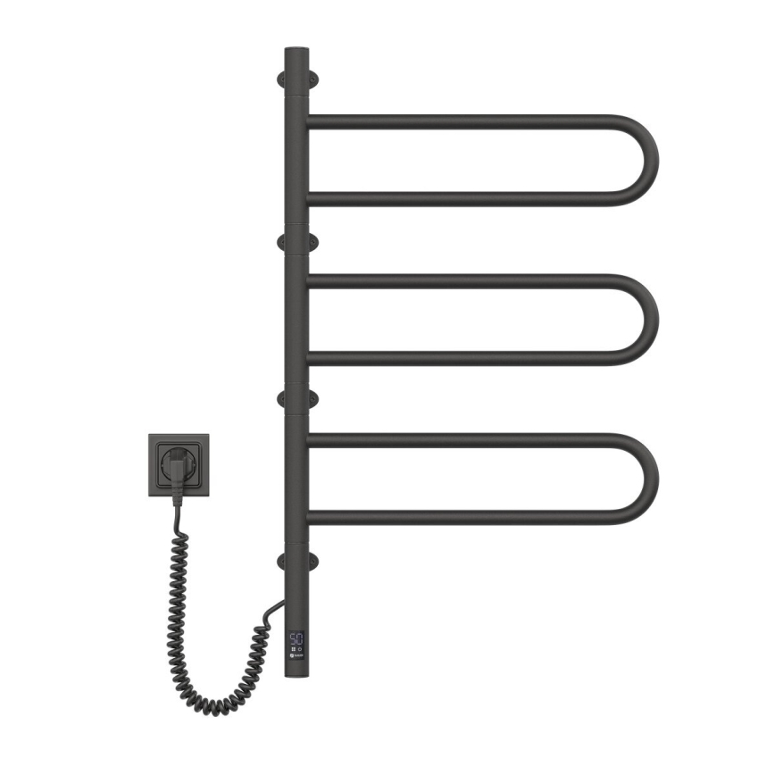 Sähköinen kääntyvä pyyhekuivain termostaatilla FOUETTE 100W 80x49 cm musta