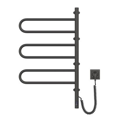 Sähköinen kääntyvä pyyhekuivain termostaatilla FOUETTE 100W 80x49 cm musta