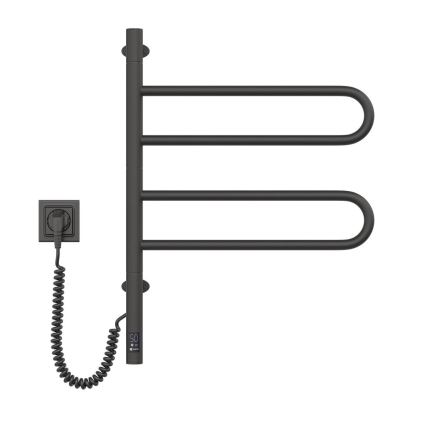 Sähköinen kääntyvä pyyhekuivain termostaatilla FOUETTE 60 W 65 x 49 cm musta