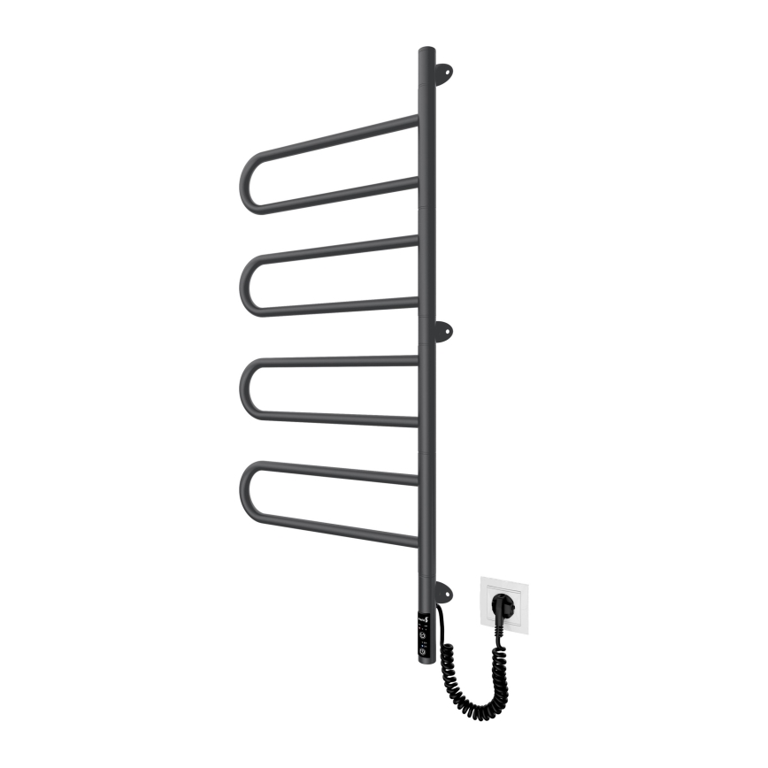 Sähköinen kääntyvä pyyhekuivain TRISTAR 105W/230V 102,5x44,5 cm IP44 ruostumaton teräs/musta