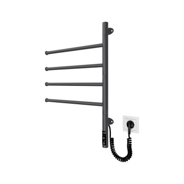 Sähköinen kääntyvä pyyhekuivain VEER 50W/230V 62,5x44,5 cm ruostumaton teräs/musta