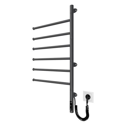 Sähköinen kääntyvä pyyhekuivain VEER 80W/230V 82,5x44,5 cm ruostumaton teräs/musta