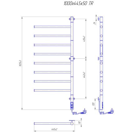 Sähköinen kääntyvä pyyhekuivain VEER 95W/230V 102,5x44,5 cm ruostumaton teräs/musta