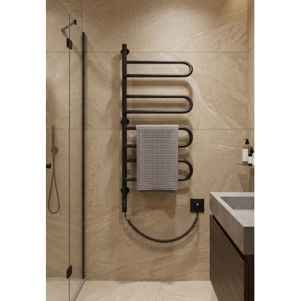 Sähköinen kääntyvä pyyhekuivain ELECTRA 120W/230V 102,5x47,5 cm, ruostumaton teräs/musta, vasenkätinen
