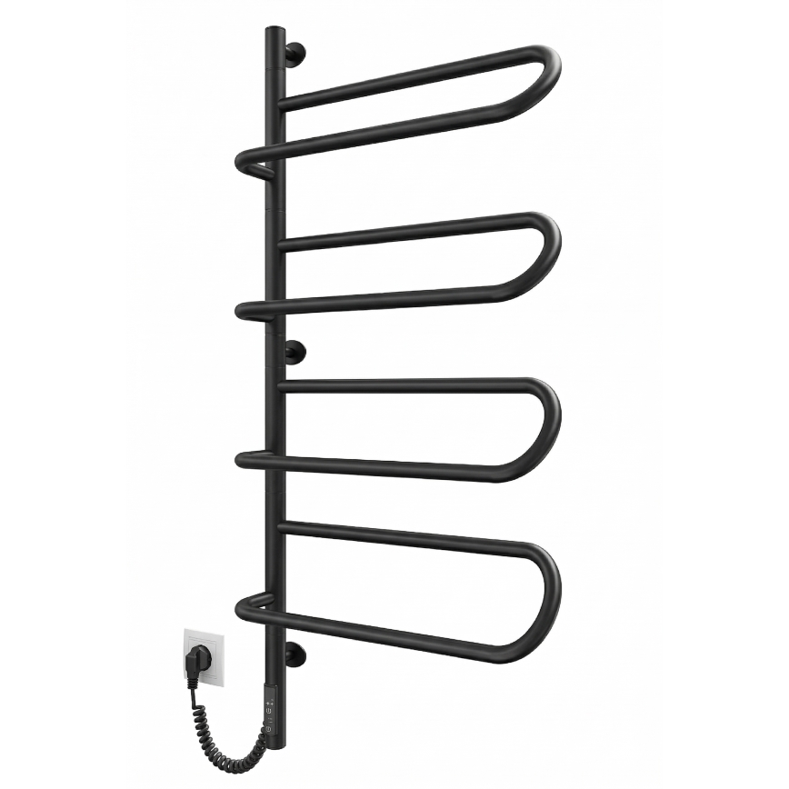 Sähköinen kääntyvä pyyhekuivain ELECTRA 120W/230V 102,5x47,5 cm, ruostumaton teräs/musta, vasenkätinen