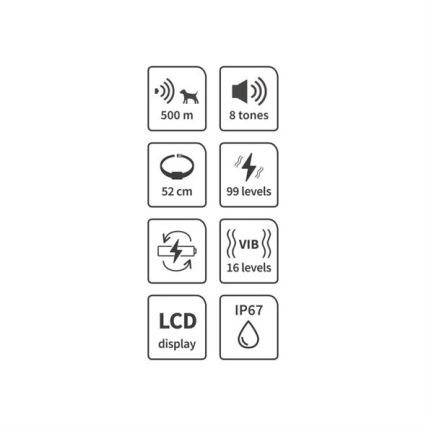 Sähköinen koiran koulutuspanta 52cm 500m 3,7V 300 mAh IP67
