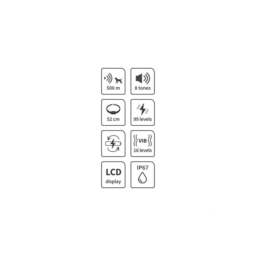 Sähköinen koiran koulutuspanta 52cm 500m 3,7V 300 mAh IP67