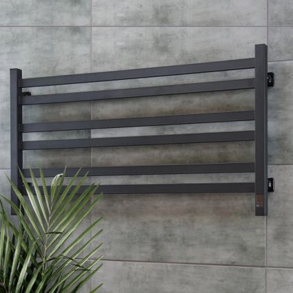 Sähköinen pyyhekuivain termostaatilla AVANGARD 181W 50x90 cm musta vasen