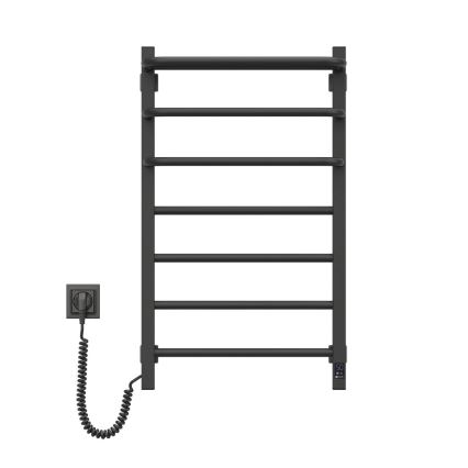 Sähköinen pyyhekuivain termostaatilla FORTIS 155 W, 80 x 48 cm, musta, vasenkätinen