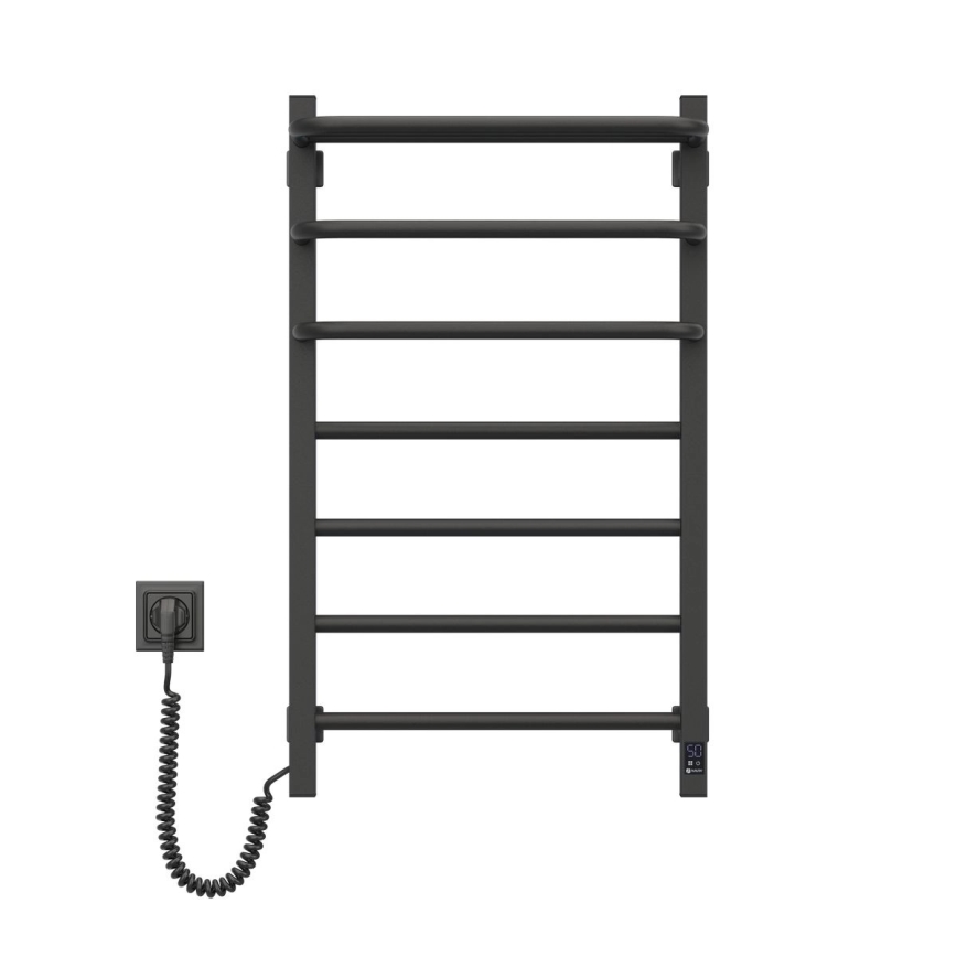 Sähköinen pyyhekuivain termostaatilla FORTIS 155 W, 80 x 48 cm, musta, vasenkätinen