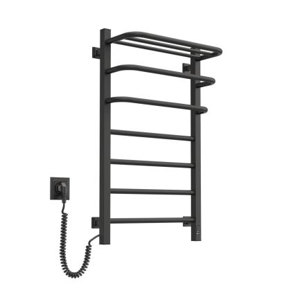 Sähköinen pyyhekuivain termostaatilla FORTIS 155 W, 80 x 48 cm, musta, vasenkätinen