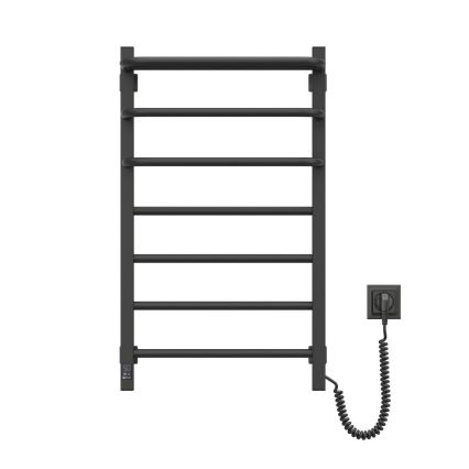Sähköinen pyyhekuivain termostaatilla FORTIS 155W 80x48 cm musta, oikeanpuoleinen