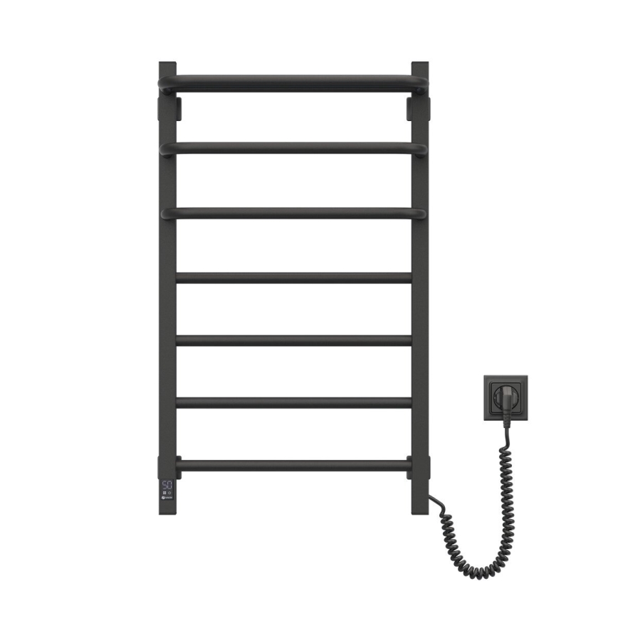Sähköinen pyyhekuivain termostaatilla FORTIS 155W 80x48 cm musta, oikeanpuoleinen