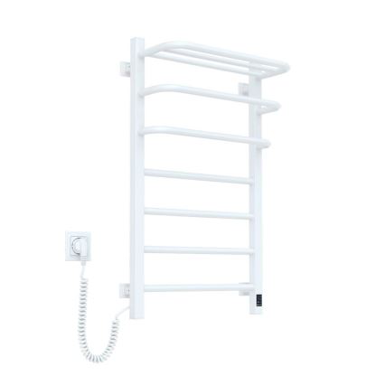 Sähköinen pyyhekuivain termostaatilla FORTIS 155W 80x48 cm valkoinen vasen